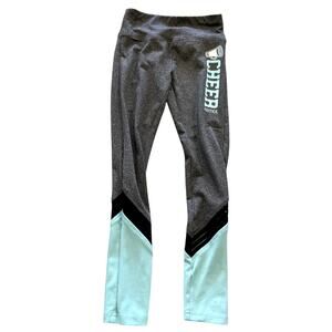 Justice Active Girls Gray + Blue Cheer Leggings Size 8
